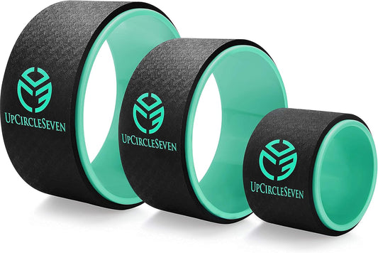 UpCircleSeven Yoga Wheel Set - Strongest & Most Comfortable Yoga Prop Wheel, 3 Pack for Back Pain and Stretching (12, 10, 6 inch)