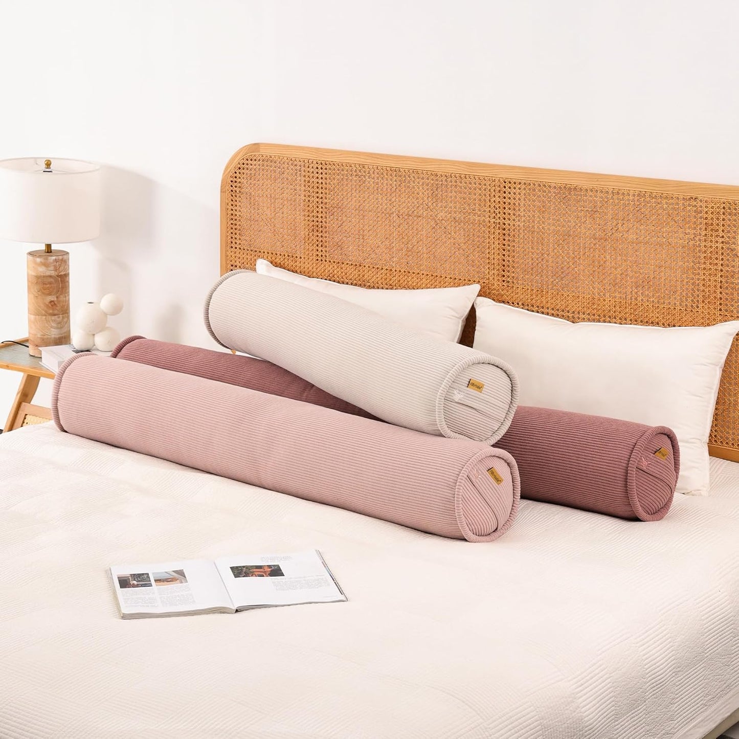 Corduroy Body Pillow, Round Bolster Cylinder Pillow for Adults, Soft Long Support Pillow for Bed & Sofa, Removable Washable Cover,59 x 7.87 Inches,Peacock Blue