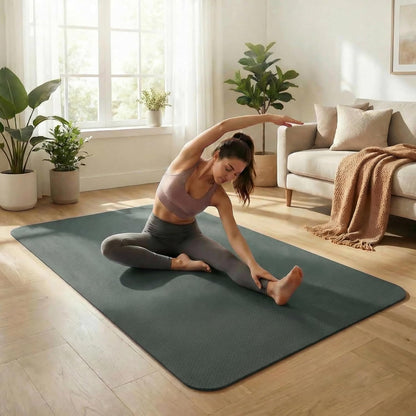 FrenzyBird Large Yoga Mat 6'x 4'（72”x 48”）—1/4" &1/3" Extra Wide Exercise Mat 183cm x 122cm Large Exercise Mat Big Home Yoga Mat Pilates Mat,Non Slip,Thick,TPE Workout Mat,for Women & Men, Yoga, Pilates, Gym and Floor Workouts Pilates