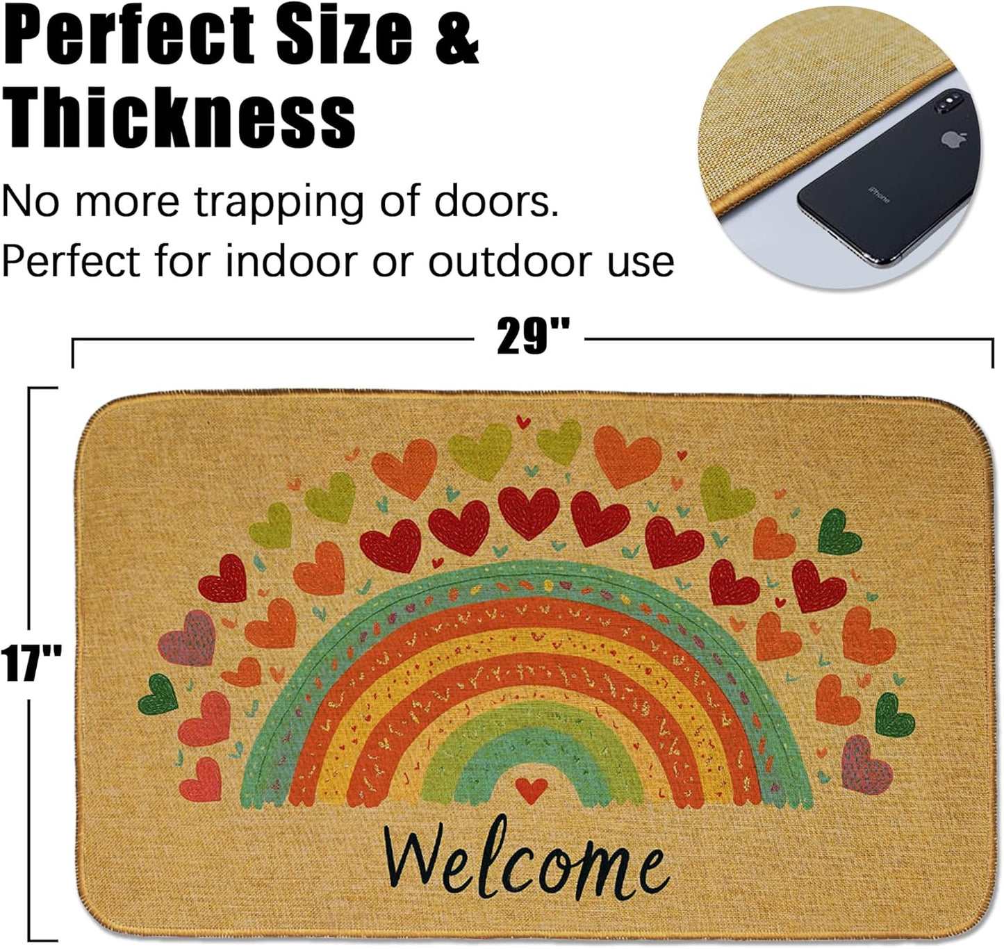 Doormat Yoga Frog Front Door Mat Indoor Outdoor Entrance,Pink Lotus Flower Door Mat Waterproof Low Profile All-Season,Easy Clean Patio Porch Entryway Floor Rug 17x29 Inch