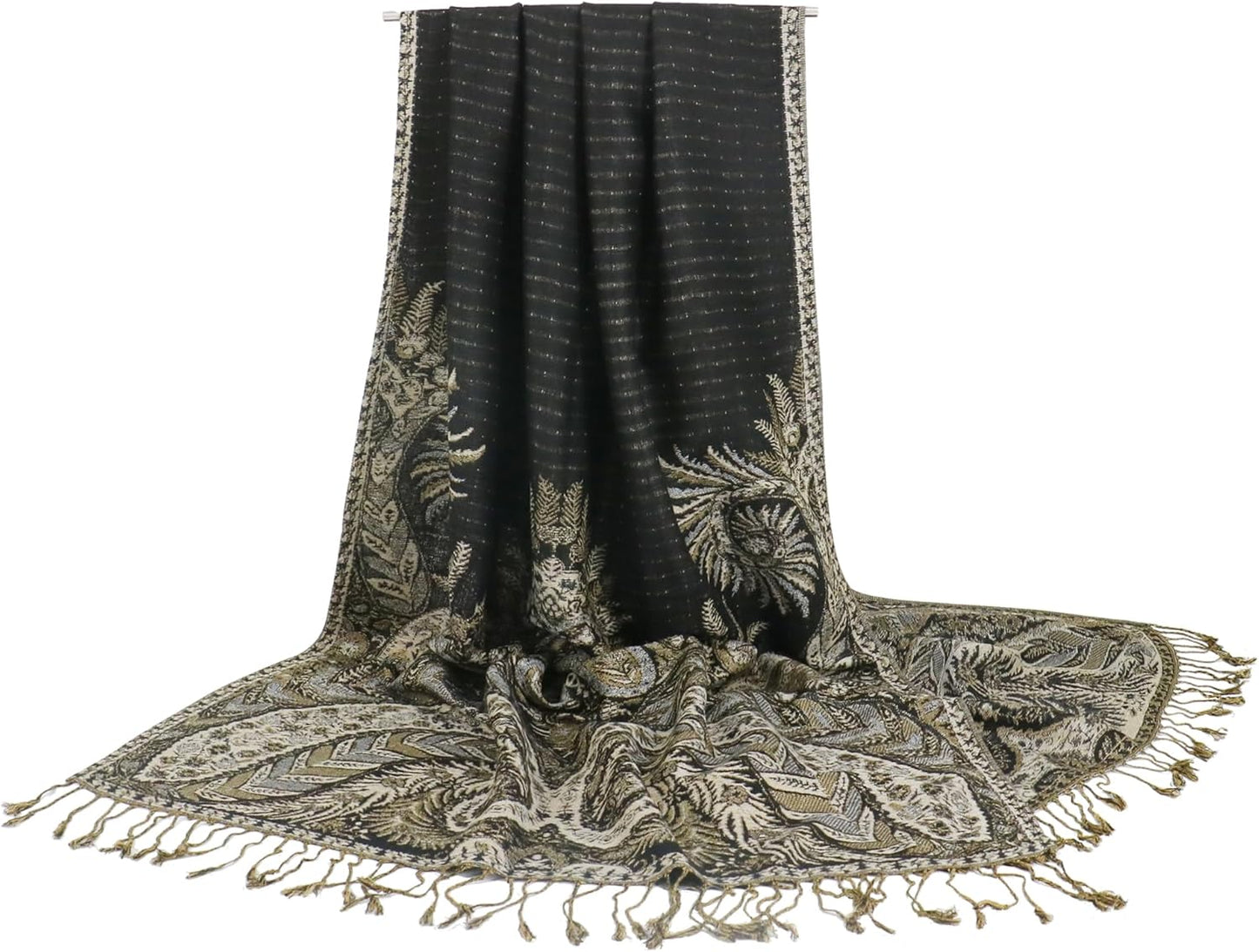 vimate Silky Paisley Pashmina Shawl Scarf-Women's Soft Double-side Jacquard Pashminas Wrap for Evening Dress Travel Shawl