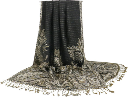 vimate Silky Paisley Pashmina Shawl Scarf-Women's Soft Double-side Jacquard Pashminas Wrap for Evening Dress Travel Shawl