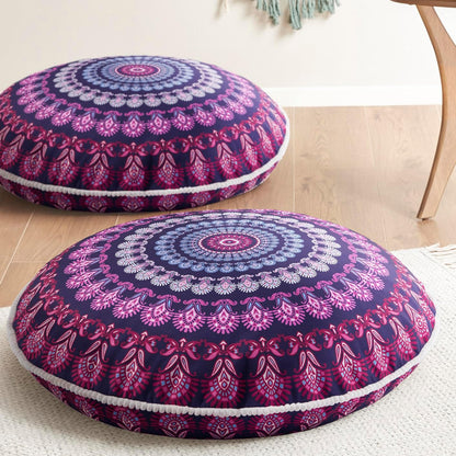 Codi Meditation Floor Pillow Set of 2, Round Large Pillows Seating for Adults, Bohemian Mandala Circle Cushion for Outdoor Fireplace Yoga Living Room, 32 Inch, Memory Foam Added, Purple Orchid NEW