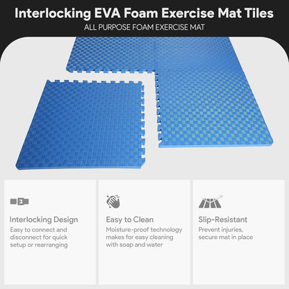 BalanceFrom Puzzle Exercise Mat 1" Thick, EVA Interlocking Foam Floor Tiles for Home Gym, Mat for Home Workout Equipment, Floor Padding for Kids, Black, 24 in x 24 in x 1 in, 24 Sq Ft - 6 Tiles