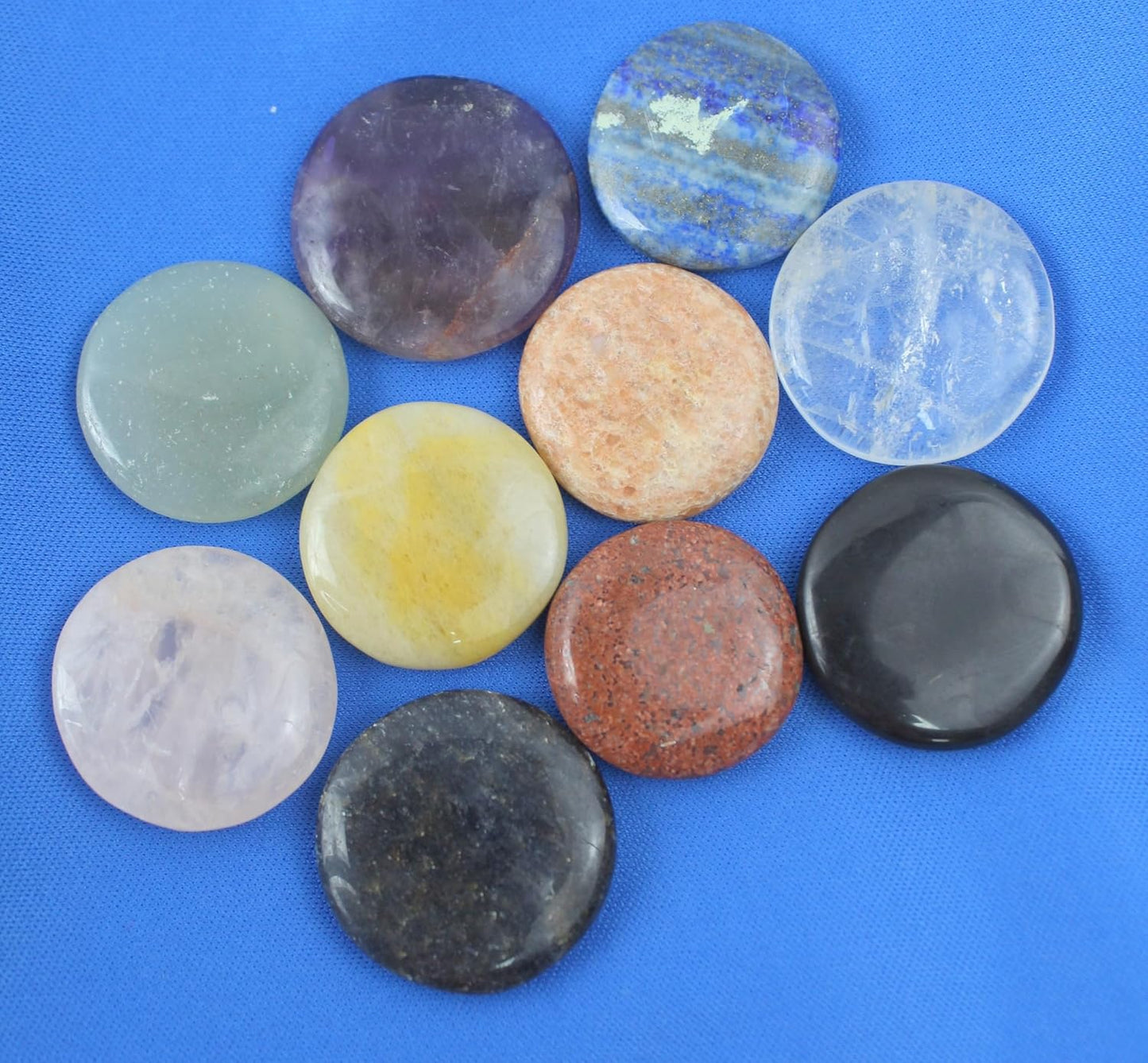 Chakra Healing Crystals Set of 10 Round Stones – Natural Gemstone Collection for Reiki, Meditation, Balancing, Yoga, Energy Work, Home Décor & Gifting