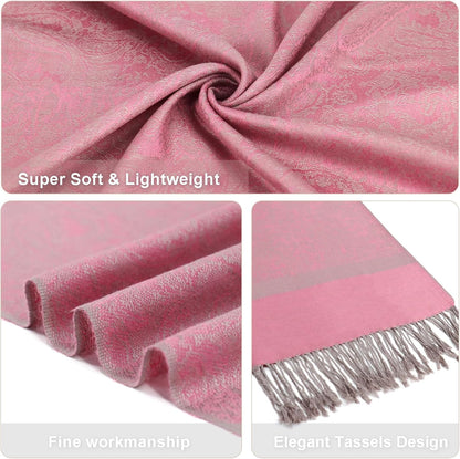 vimate Silky Paisley Pashmina Shawl Scarf-Women's Soft Double-side Jacquard Pashminas Wrap for Evening Dress Travel Shawl