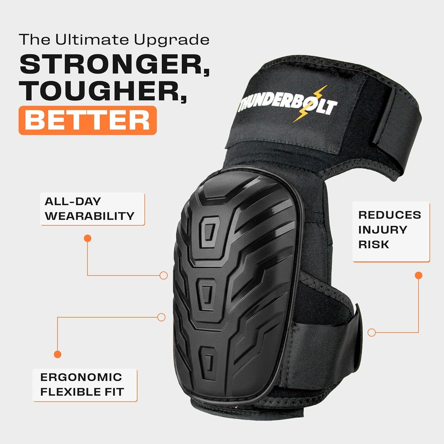 Thunderbolt Knee Pads for Men Construction Knee Pads for Work for Men and Women with Double Gel for Gardening Flooring Roofing Heavy Duty with Extra Thick Foam and Strong Adjustable Non-Slip Straps