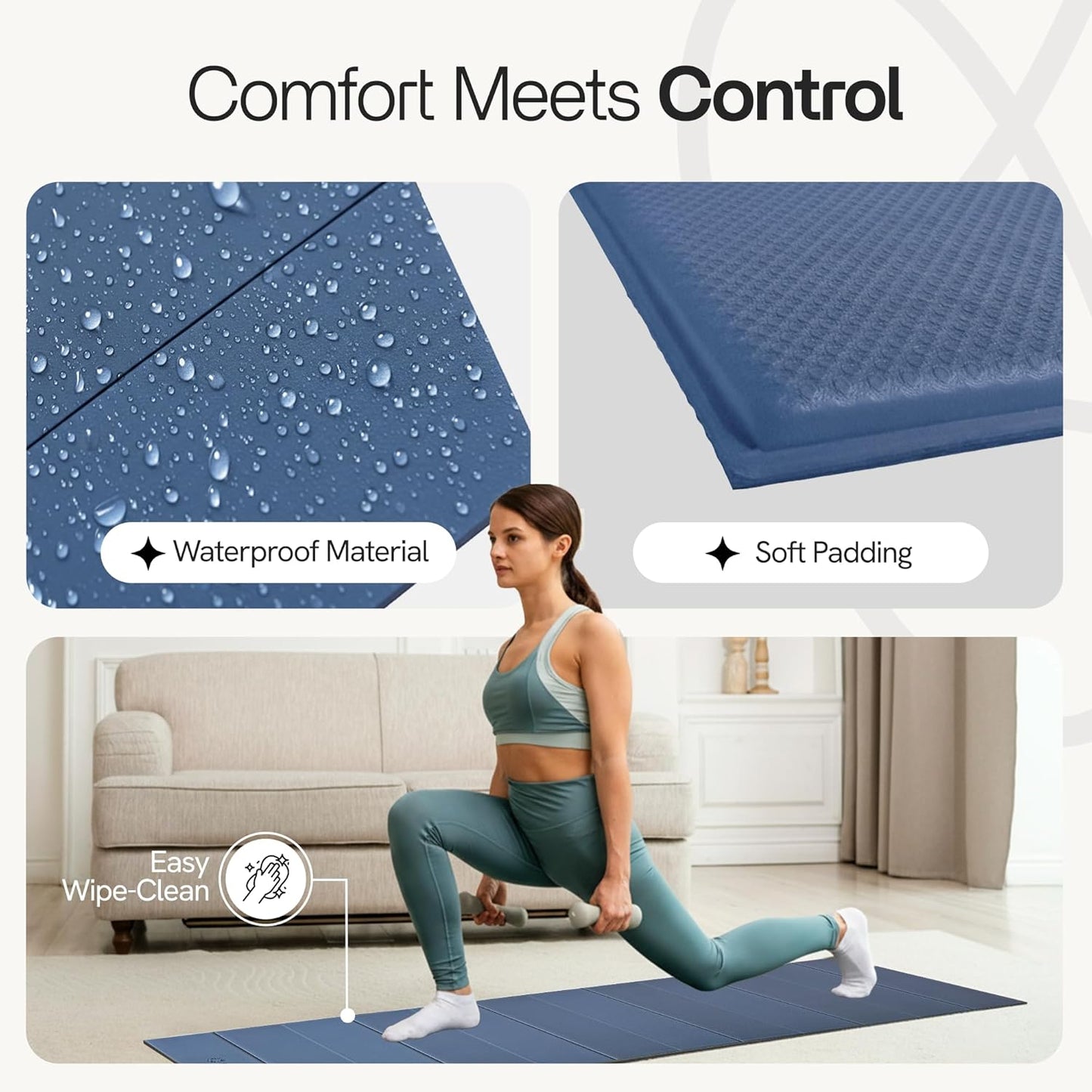 Folding Yoga Mat, TPE Folding Yoga Mat, Foldable Exercise Mat for Yoga, Pilates, Floor Workouts, Compact Design, Travel Friendly, Ideal for Home & Gym, Knee pad, Kneeling pad, No Roll Mat