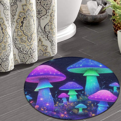 Soft Round Yoga Carpet, Office Chair Decor Round Mat for Carpet and Hardwood Floors Purple Butterfly
