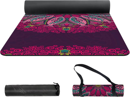 nuveti Yoga Mat Print Extra Thick TPE Non Slip Fitness Exercise Mat with Carrying Bag,72"x24" Extra Thick 6MM Exercise & Workout Mat for Yoga, Pilates Fitness and Floor Exercises - Colors B