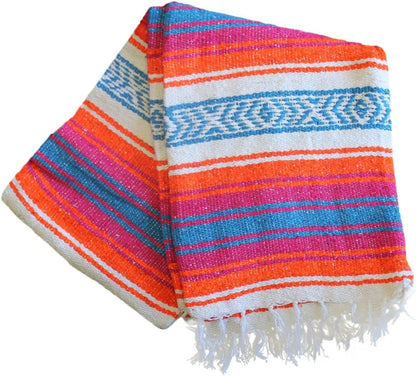 Del Mex Classic Mexican Blanket, Large Authentic Woven Falsa Throw (70"x50"), Artisan Southwest Décor for Beach, Yoga, Outdoors (Lavender)