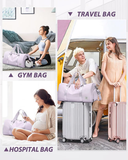 Gym Bag Womens Mens with Shoes Compartment and Wet Pocket Travel Duffel Bag for Women for Plane Sport Gym Tote Bags Swimming Yoga Waterproof Weekend Overnight Carry on Bag Hospital Holdalls - Colors B