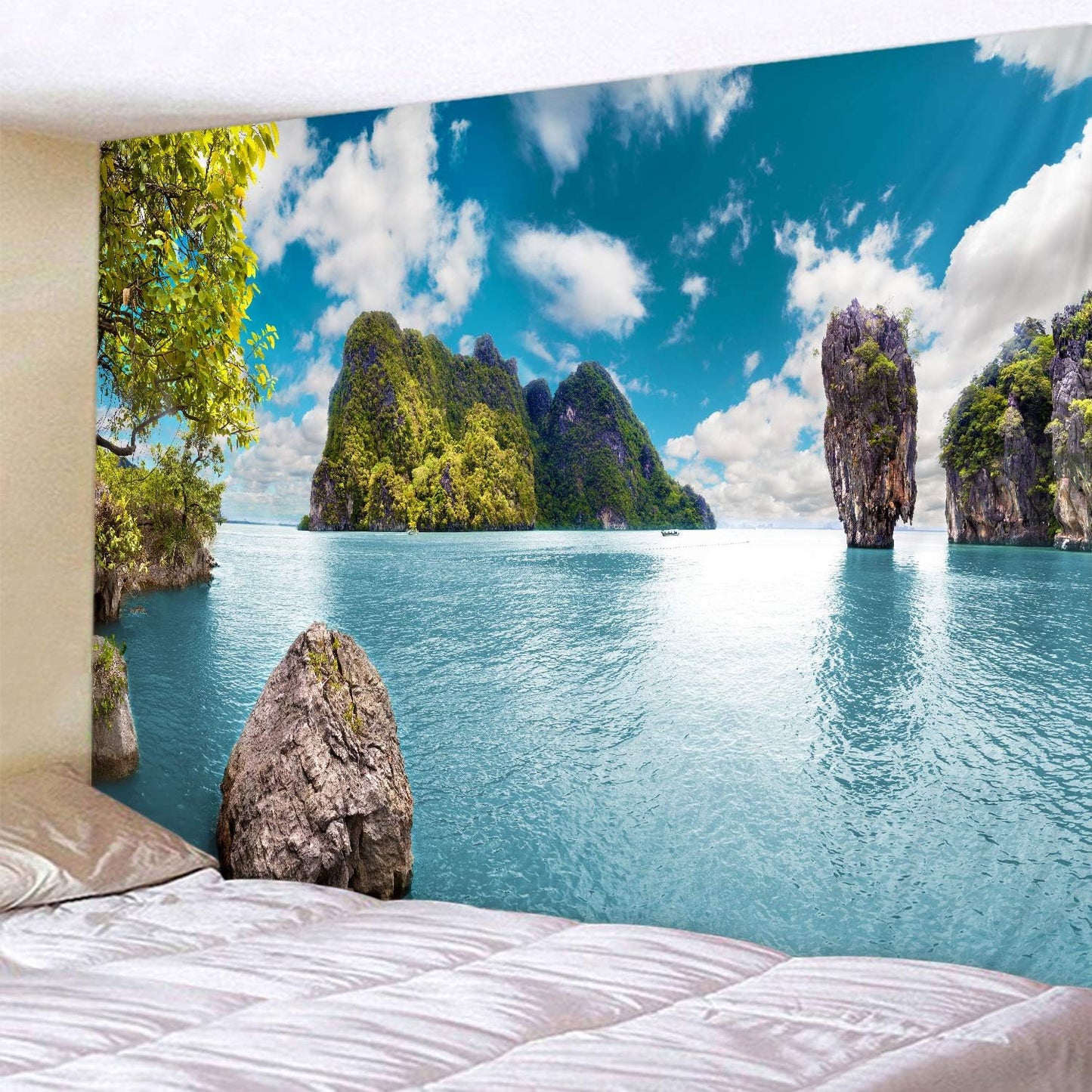 LYFANS Wooden Bridge Water Printing Fabric Tapestry Decorative Wall Art Tablecloth Bed Cover Picnic Carpet Beach Towel Bedroom Dormitory Living Room Multi functional Tapestry 79 x 59 inches
