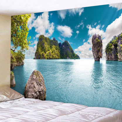 LYFANS Wooden Bridge Water Printing Fabric Tapestry Decorative Wall Art Tablecloth Bed Cover Picnic Carpet Beach Towel Bedroom Dormitory Living Room Multi functional Tapestry 79 x 59 inches