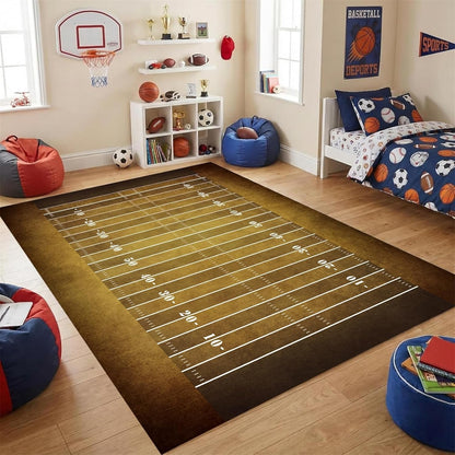 Sports Field Area Rug,5x7ft, Soccer Field Chalked Blackboard Football Stadium Board Painted Non-Slip Soft Carpet Floor Mat Indoor Living Room Bedroom Rugs Yoga Mat Home Decor