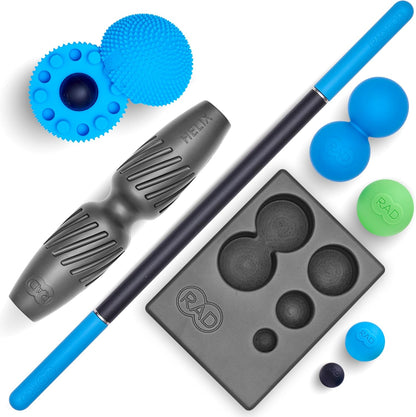 RAD All-in Kit 7-in-1 Foam Roller Set for Whole Body Massage & Myofascial Release with Roller Stick, Yoga Block, Massage Balls Muscle Recovery Tools for Mobility & Flexibility