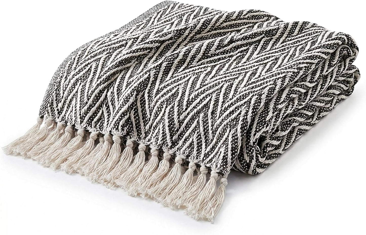 Americanflat 50x60 Throw Blanket - Soft and Breathable Cotton Throw Blanket for Couch, Bed, Chair - Decorative Blankets Perfect for Home or Outdoor Use - Navy Blue and White Double Diamond Design