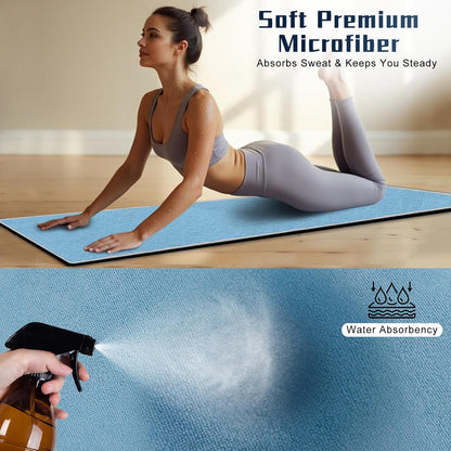 Hot Yoga Towel Non-Slip, 2 Pack Thick & Soft Yoga Mat Towel, Sweat Absorbent, with Grip Dot, 72" x 27", Yoga Towel for Hot Yoga, Pilates, Fitness and Gym Workouts, Light Pink