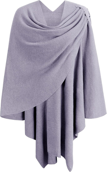 PULI Womens Large Cross Front Poncho Sweater Wrap Topper Knitted Elegant Shawls Cape for Fall Winter