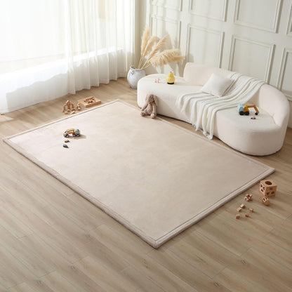 Hakuna Matte CloudSoft Mat for Floor 60" x 80" Beige – Coral Velvet Memory Foam Rug – Non-Slip, Water-Resistant