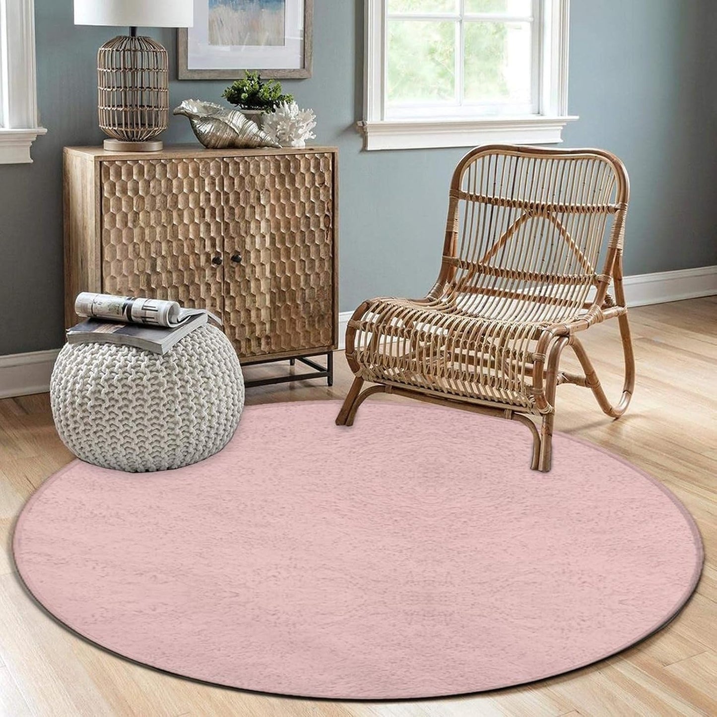 Room Sofa Yoga Soft Round Carpet, Modern Round Area Rug, Non Slip Machine Washable Kitchen Office Circle Rug Purple, 36inch
