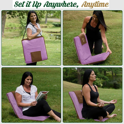 Japanese Meditation Floor Chair with Back Support for Adults - Premium Meditation Chair with Adjustable & Foldable Back for Seating, Yoga & Gaming — Folding Backjack Chairs with Backrest for Adults
