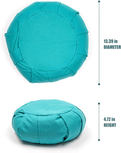 Myga Zafu Yoga Meditation Cushion with Washable Cover - Floor Cushion Pillow with Natural Buckwheat Filling - Soft Round Cotton Design for Meditating or Pranayama Exercises