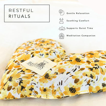 Stillnus Weighted Heart Eye Pillow with Organic Lavender & Flaxseed – Relaxation Gift for Women, Meditation Tool, Mindful Rest, Cooling Eye Mask, Wellness Self-Care Kit