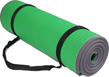 Fitvids All-Purpose 2/5-Inch (10mm) Extra Thick High Density Anti-Slip Exercise Pilates Yoga Mat with Carrying Strap, Multiple Colors