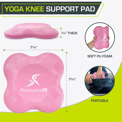 ProsourceFit Yoga Knee Support Pads Set of 2, Non-Slip Knee Pad for Yoga, Pilates, Meditation, and Stretching; Exercise Yoga Accessories for Knee Support for Men and Women, Portable Yoga Pad Cushions