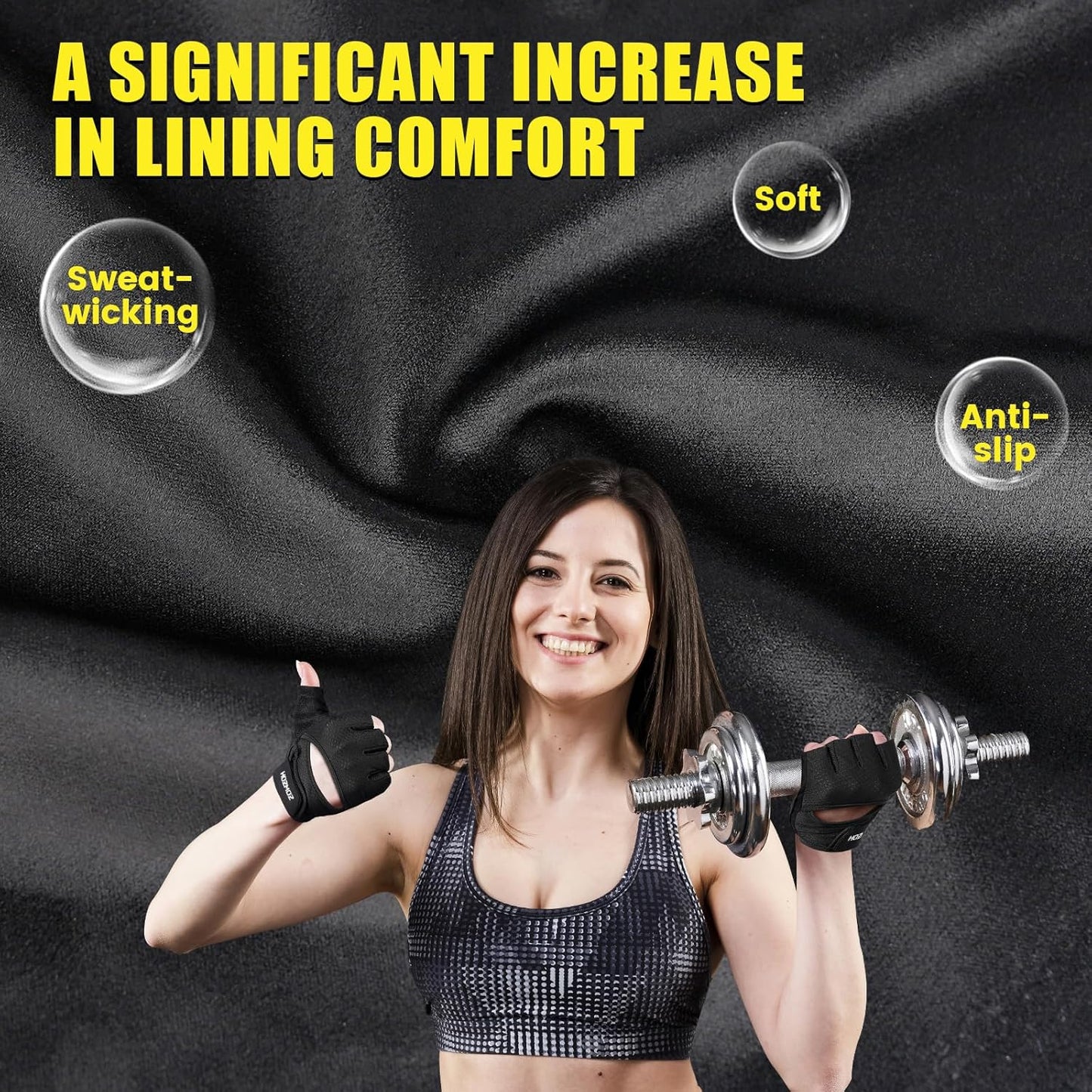 HOZMOZ Ventilated Weight Lifting Gloves, Thick Padded Workout Gym Gloves with Full Palm Protection & Grip & Shock Absorption for Women & Men's Fitness Exercise Training