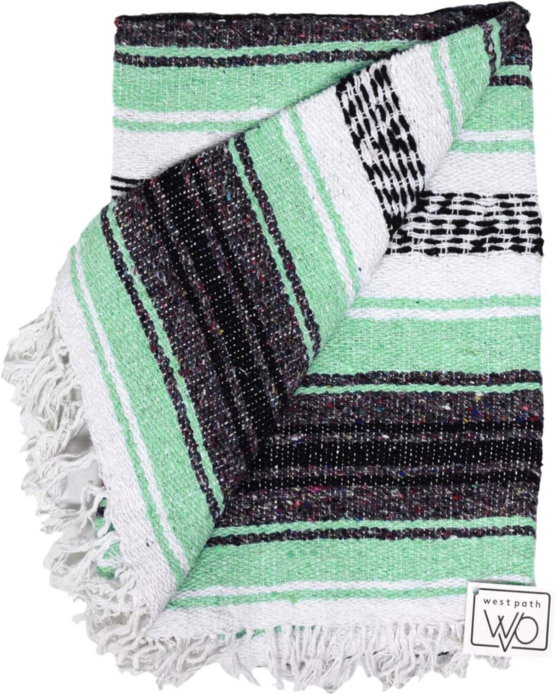 Open Road Goods Blue Mexican Blanket - Authentic Serape Falsa Blanket - Handmade