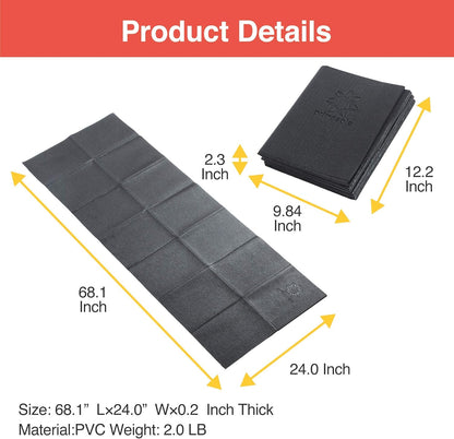 Primasole Folding Yoga Travel Pilates Mat Foldable Easy to Carry to Class Beach Park Tear resistant Travel Picnics 4mm Thick 9 Colors
