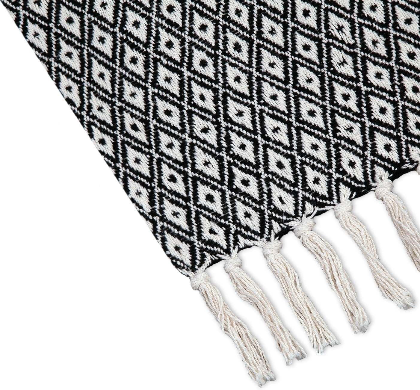 Americanflat 50x60 Throw Blanket - Soft and Breathable Cotton Throw Blanket for Couch, Bed, Chair - Decorative Blankets Perfect for Home or Outdoor Use - Navy Blue and White Double Diamond Design