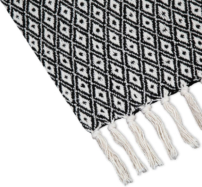 Americanflat 50x60 Throw Blanket - Soft and Breathable Cotton Throw Blanket for Couch, Bed, Chair - Decorative Blankets Perfect for Home or Outdoor Use - Navy Blue and White Double Diamond Design