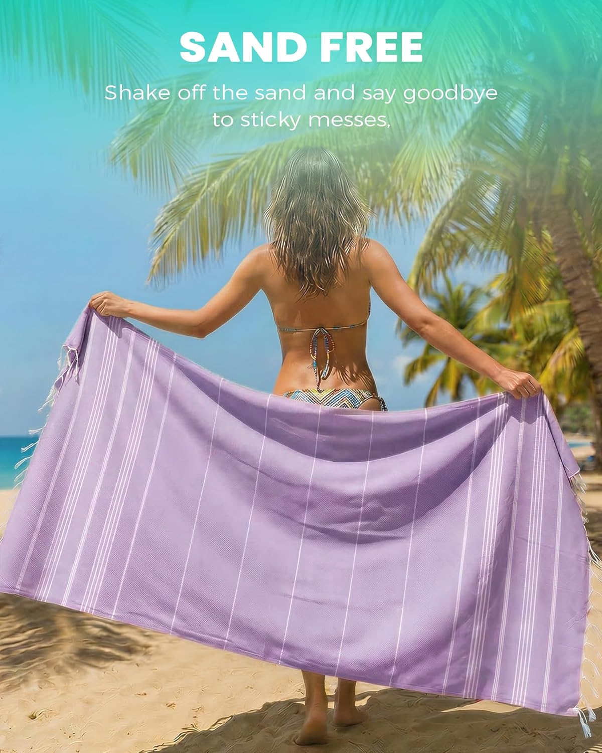 Antfuny Turkish Beach Towels Vacation Essentials Quick Dry Sand Free Oversized Bath Pool Swim Towel Extra Large XL Blanket Adult Travel Cruise Accessories Must Haves Clearance Stuff Necessities - Colors B