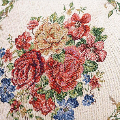 UKELER Royal Jacquard Floral Rose Rug Soft Yoga Mat Rustic Shabby Home Decorative Floor Rugs Round 3'x3'