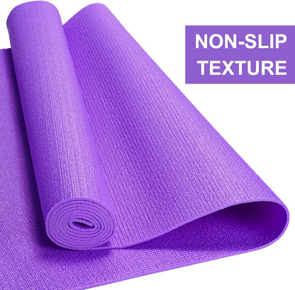 3 mm Thick Yoga Mat Bulk, Non Slip Exercise Workout Fitness Pad for Women Men, Gym Home Yoga Pilates, Easy to Clean, Sturdy PVC