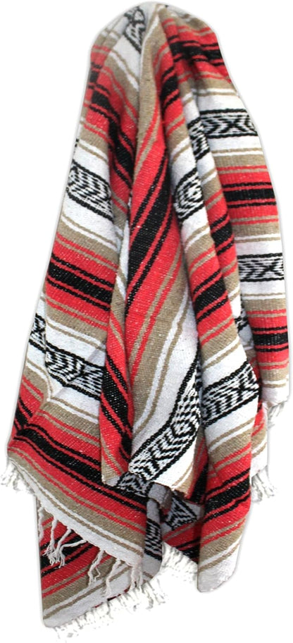 Del Mex Classic Mexican Blanket, Large Authentic Woven Falsa Throw (70"x50"), Artisan Southwest Décor for Beach, Yoga, Outdoors (Lavender)
