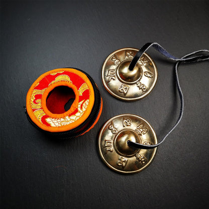 Tibetan Tingsha Bell Set - Tibetan Cymbals - for Sound Healing, Yoga, Meditation, and Mindfulness,Handmade in Nepal,Made of Bronze,Plain Pattern,Black Color，7.7cm/3.0 inch