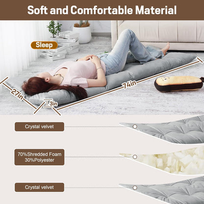 BALAPET Floor Lounger Pillow,Foldable Light Thick Tufted Floor Pillow Cushion with Elasticized Webbing for Easy Storage Floor Lounger for Meditation, Playing, Yoga, Reading, Sleeping(Beige White)