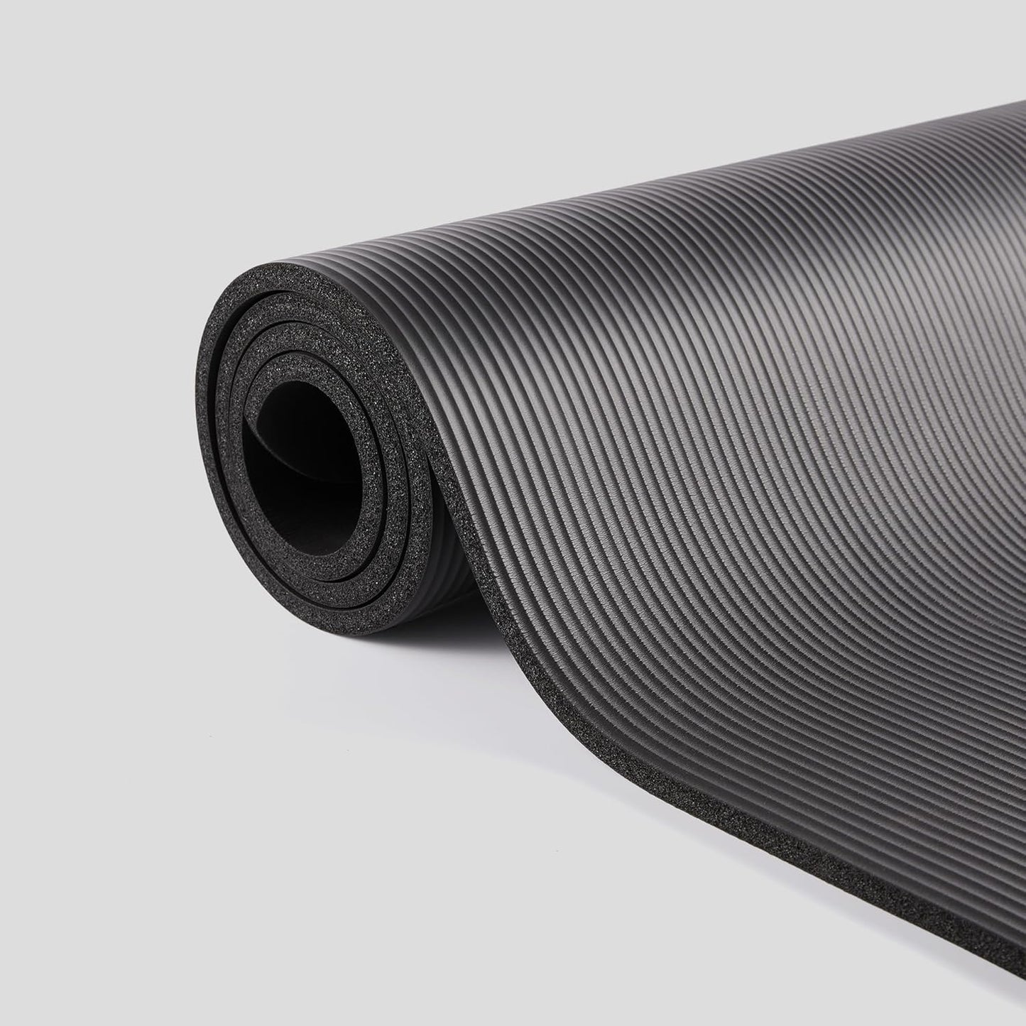 Phoenix Fitness NBR Yoga Mat - 15mm Extra Thick Exercise Mat with Carry Strap - Non Slip Yoga Mat for HIIT, Exercise & Pilates for Men and Women - Black or Pink