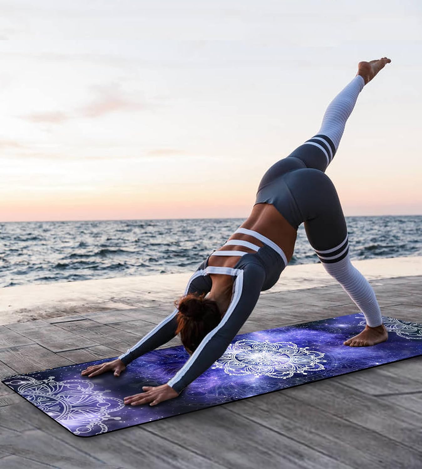 Non Slip Yoga Mat TPE Workout Mat for Men Women, Thick Workout Mat with Carrying Strap, Fitness Mats for Exercise, Yoga, Fitness, Pilates, Floor Workouts (72" x 24" x 6mm)