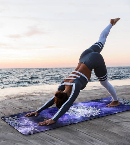 Non Slip Yoga Mat TPE Workout Mat for Men Women, Thick Workout Mat with Carrying Strap, Fitness Mats for Exercise, Yoga, Fitness, Pilates, Floor Workouts (72" x 24" x 6mm)
