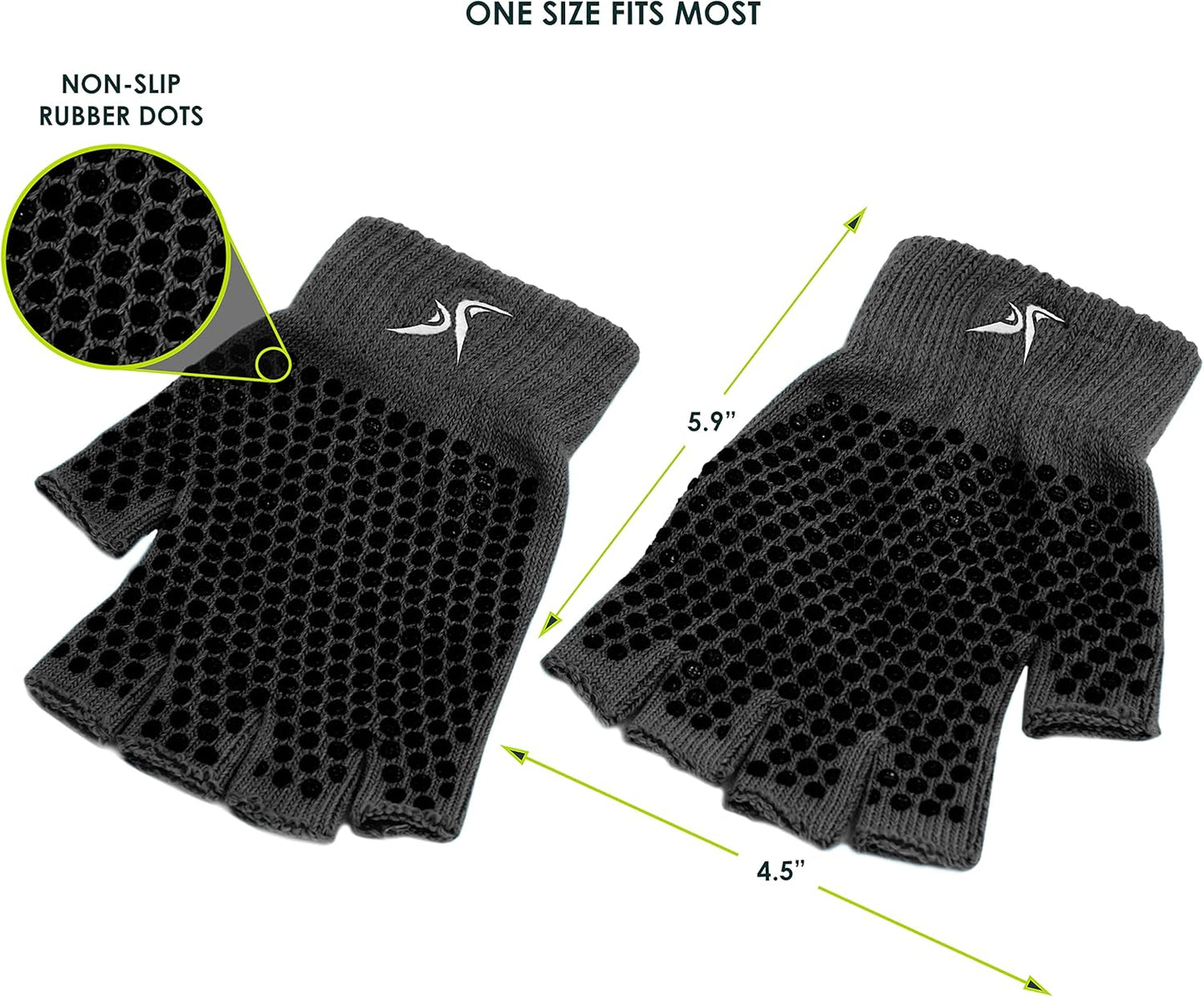 ProsourceFit Grippy Yoga Gloves, Yoga Hand Grips with Firm Fingerless Design, One Size Fits All Yoga Gloves with Grips for Women and Men