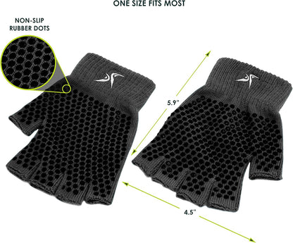 ProsourceFit Grippy Yoga Gloves, Yoga Hand Grips with Firm Fingerless Design, One Size Fits All Yoga Gloves with Grips for Women and Men