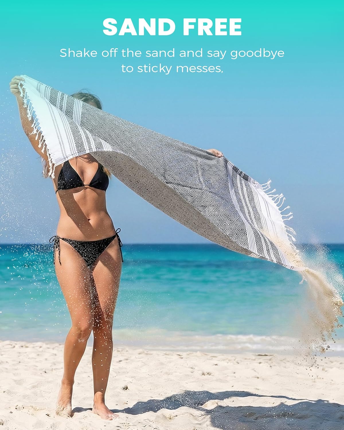 Antfuny Turkish Beach Towels Vacation Essentials Quick Dry Sand Free Oversized Bath Pool Swim Towel Extra Large XL Blanket Adult Travel Cruise Accessories Must Haves Clearance Stuff Necessities - Colors A