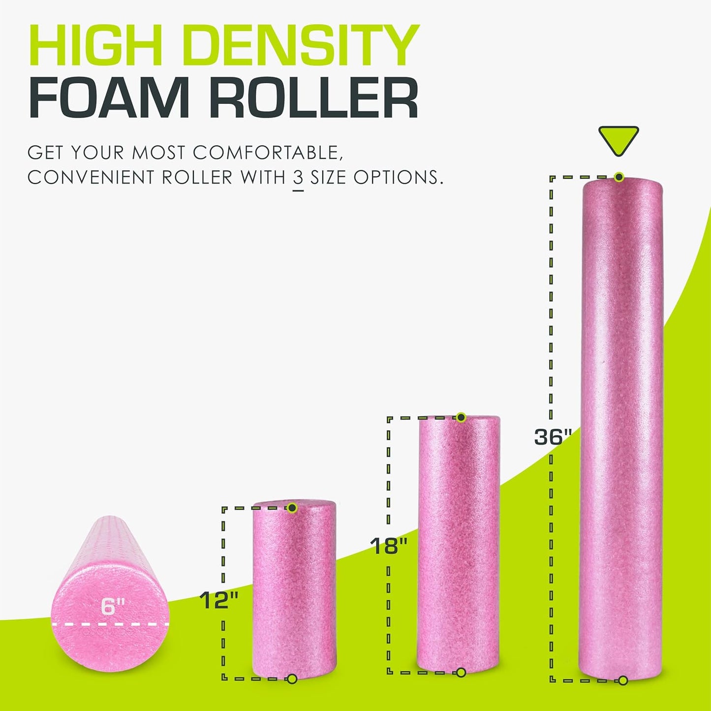 ProsourceFit High Density Foam Rollers 12 - inches long, Firm Full Body Athletic Massage Tool for Back Stretching, Yoga, Pilates, Post Workout Muscle Recuperation, Black