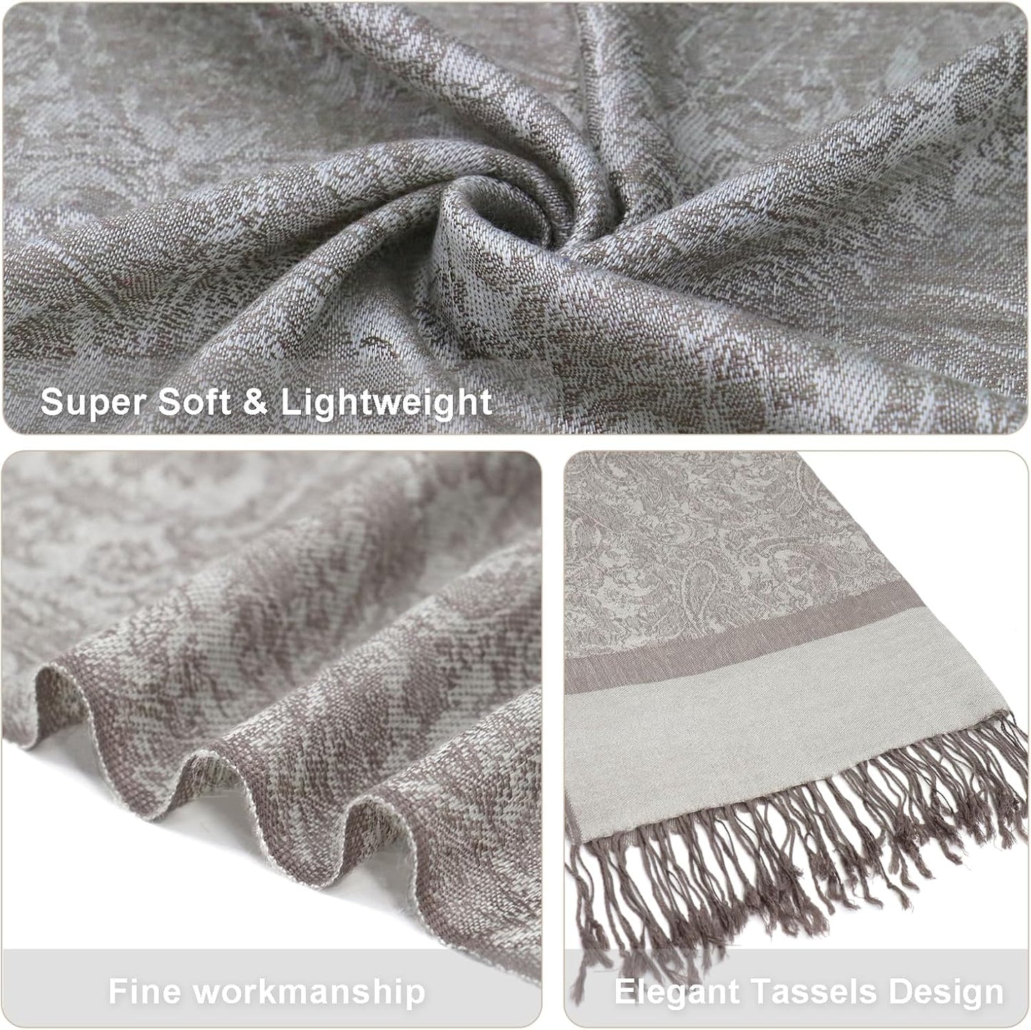 vimate Silky Paisley Pashmina Shawl Scarf-Women's Soft Double-side Jacquard Pashminas Wrap for Evening Dress Travel Shawl