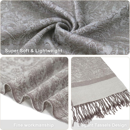 vimate Silky Paisley Pashmina Shawl Scarf-Women's Soft Double-side Jacquard Pashminas Wrap for Evening Dress Travel Shawl